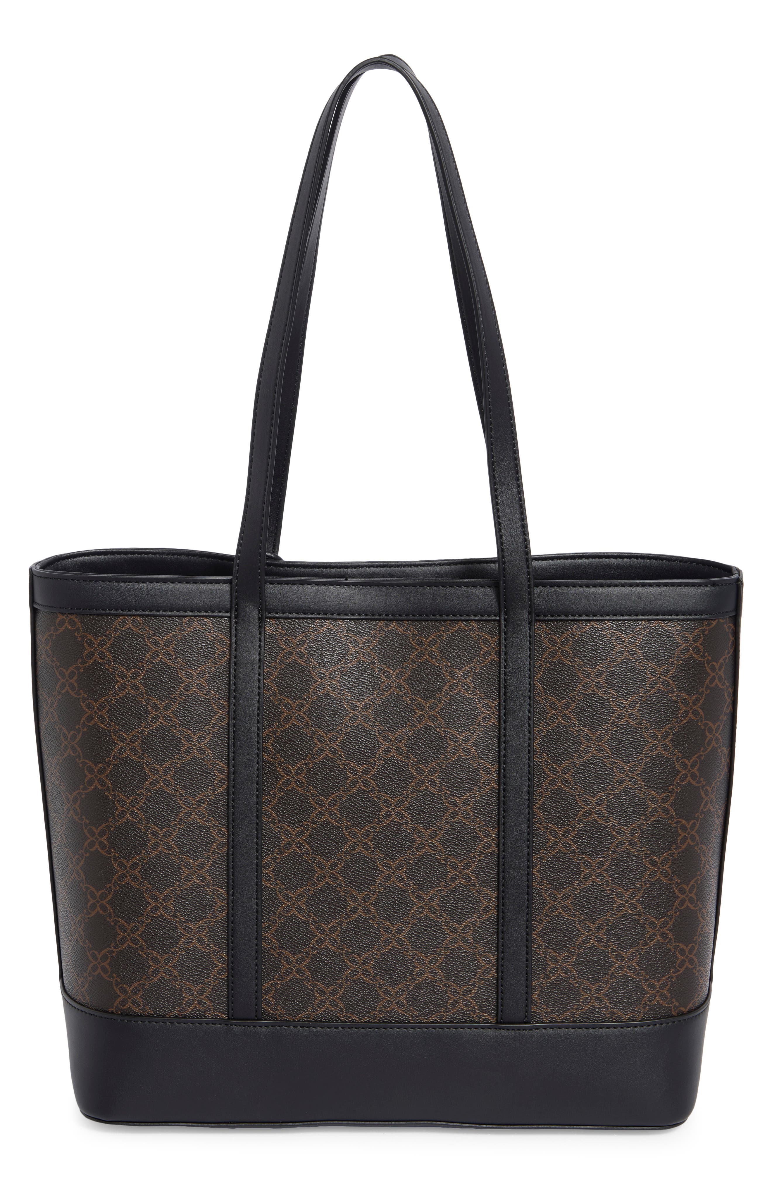 Noemi Coated Canvas Tote, Alternate, color, BROWN LOGO/ BLACK