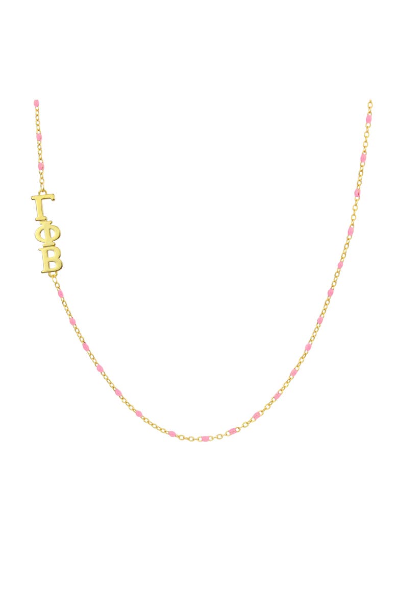 Gamma Phi Beta Greek Letter Side Set Necklace, Main, color, Yellow Gold
