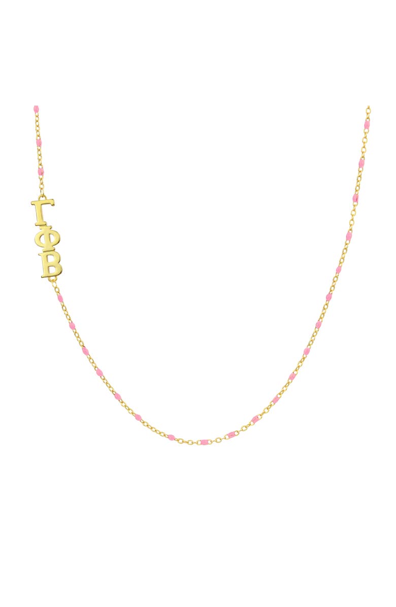 Color Shout Gamma Phi Beta Greek Letter Side Set Necklace, Main, color, Yellow Gold