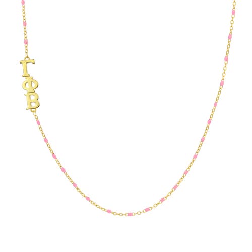 Color Shout Gamma Phi Beta Greek Letter Side Set Necklace In Gold