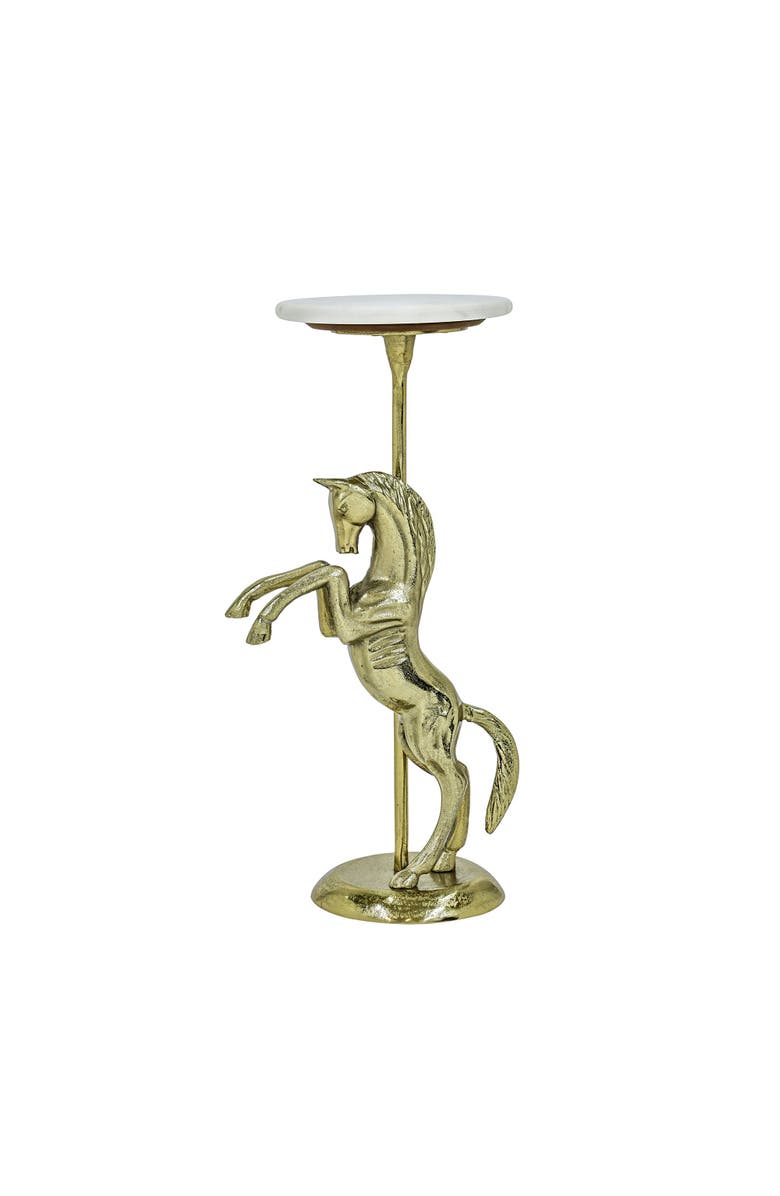 Expo Bazaar Horse Side Table with Marble Top, Main, color, White