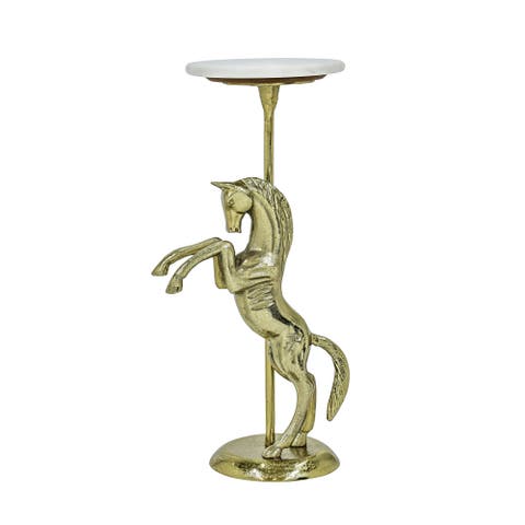 Horse Side Table with Marble Top