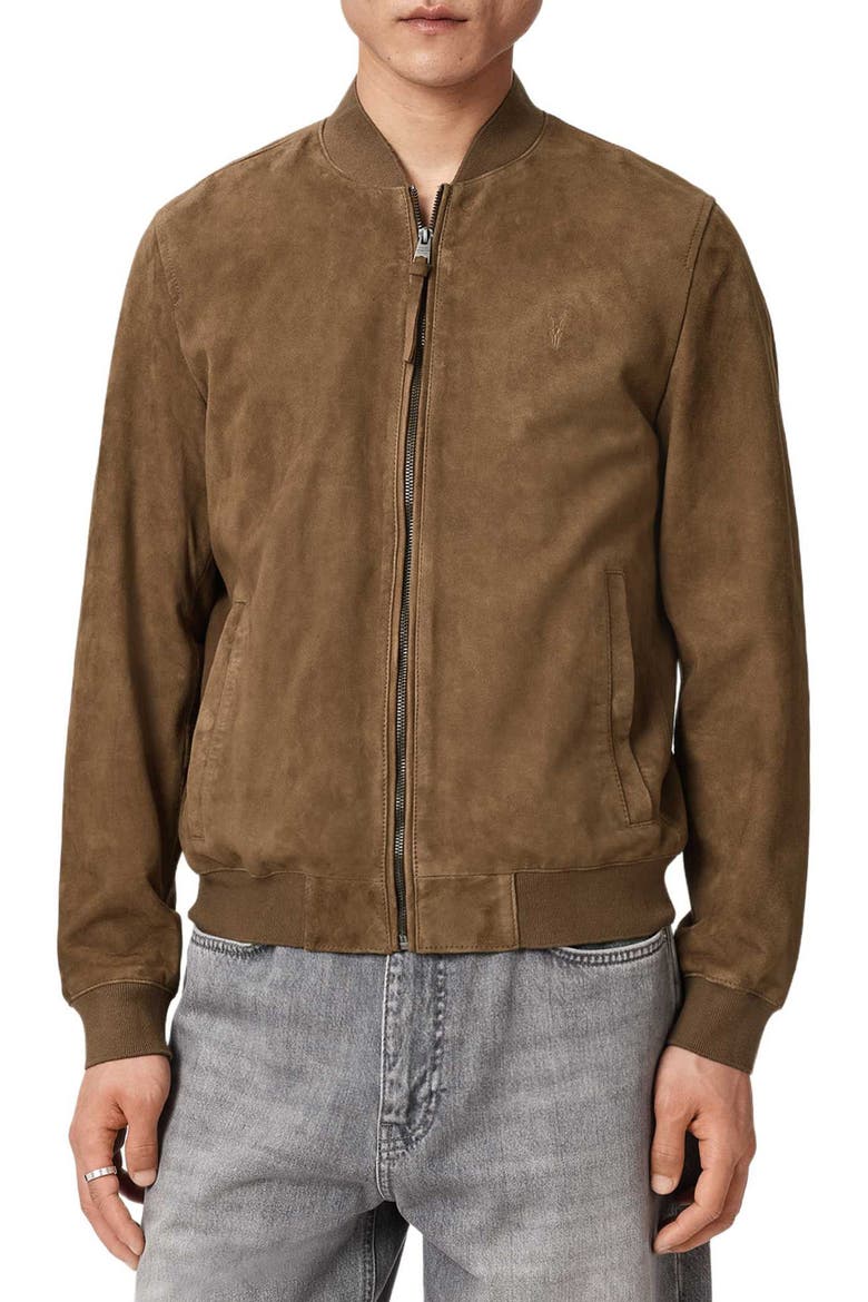 Morten Suede Bomber Jacket, Main, color, KAROO BROWN