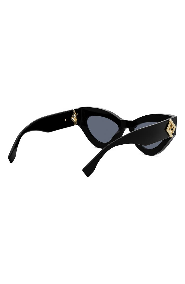 Fendi FF Diamonds 52mm Cat Eye Sunglasses, Alternate, color, Shiny Black / Blue