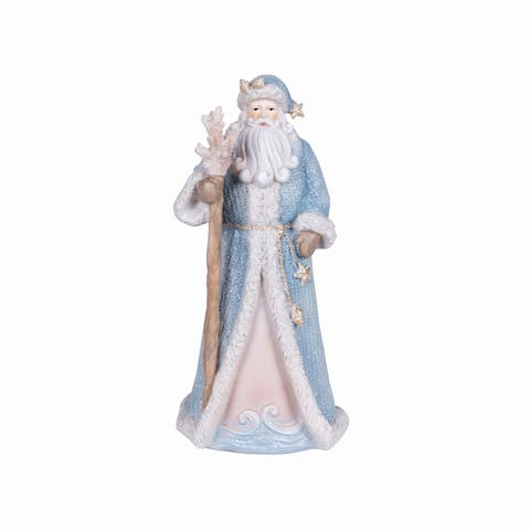Nautical Blue Santa Claus Christmas Figurine Statue 7.3"
