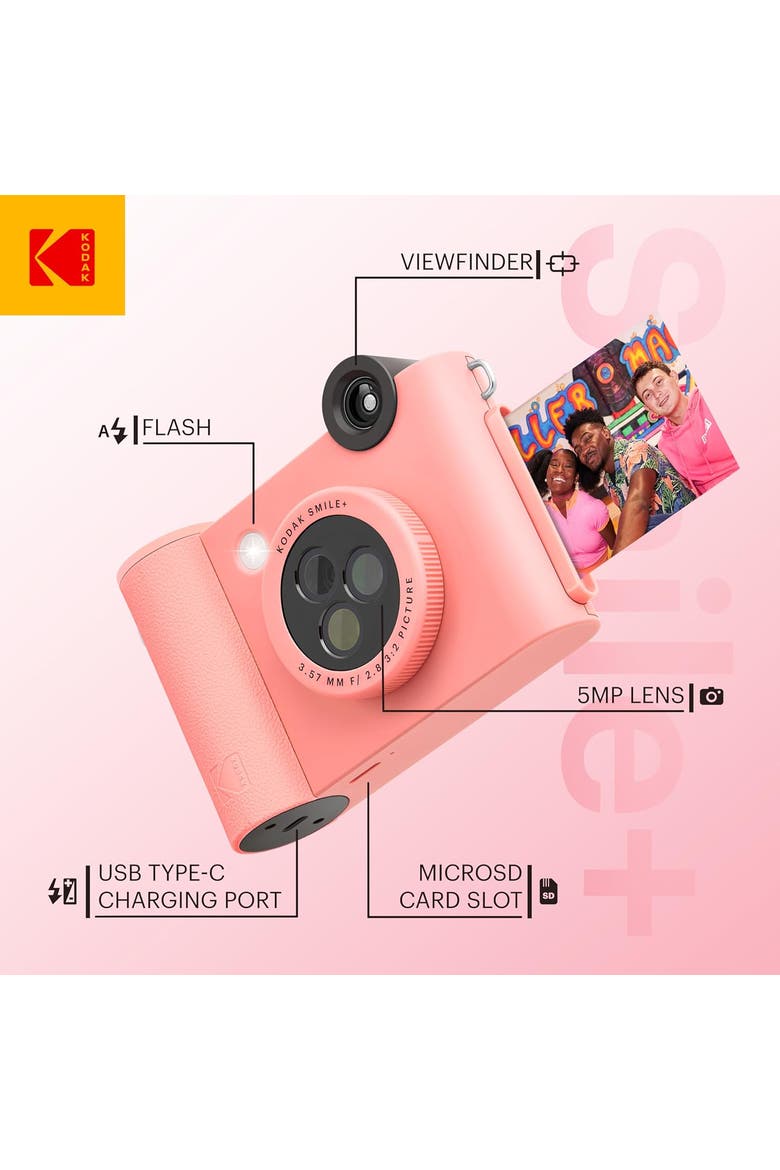Smile+ 2-in-1 Instant Camera w/ Pink Case Bundle, Alternate, color, Pink