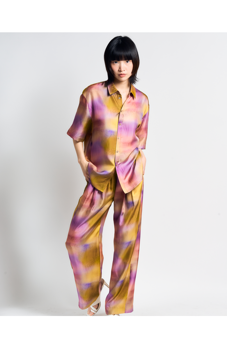 Lost Pattern NYC "Brooklyn" Silk Wide Leg Palazzo Pants, Alternate, color, Pink