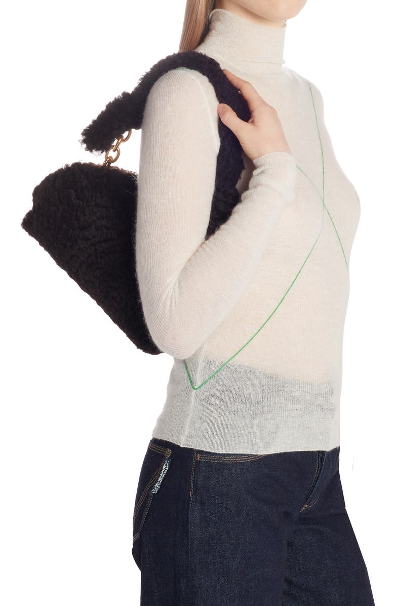 Bottega Veneta Tip Genuine Shearling Frame Shoulder Bag, Alternate, color,