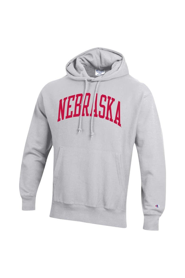 Men's Champion Heathered Gray Nebraska Huskers Big & Tall Reverse Weave Fleece Pullover Hoodie Sweatshirt, Alternate, color, Heather Gray