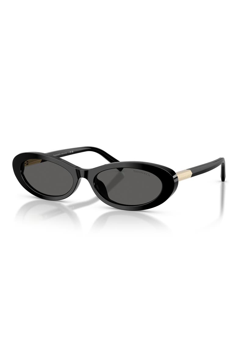 56mm Oval Sunglasses, Alternate, color, BLACK / DARK GREY