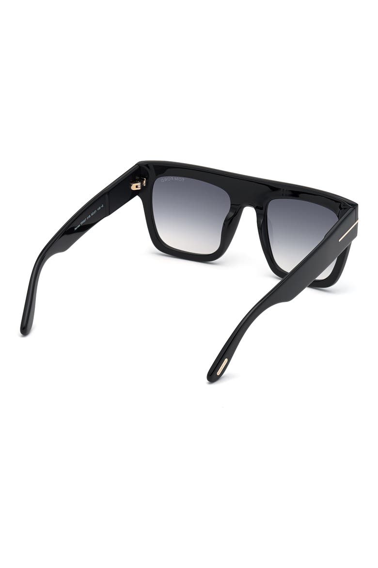 Renee 52mm Gradient Flat Top Square Glasses, Alternate, color, SHINY BLACK / GRADIENT SMOKE