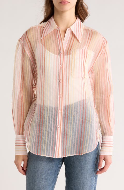 Keeley Stripe Silk & Cotton Button-Up Shirt