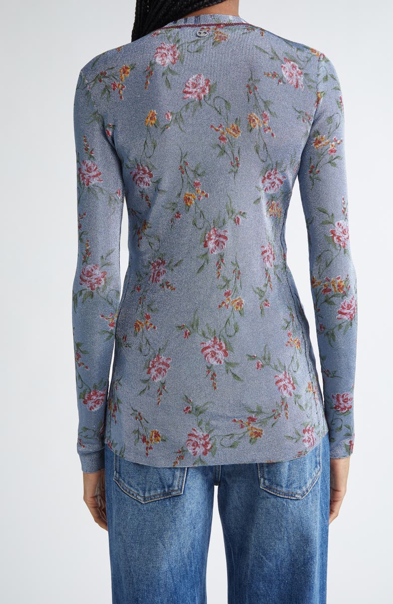 Rabanne Metallic Floral Cardigan, Alternate, color, 