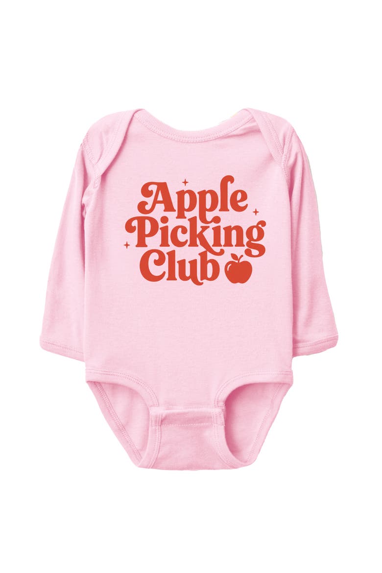 Apple Picking Club Stars Infant Long Sleeve Bodysuit, Main, color, Pink