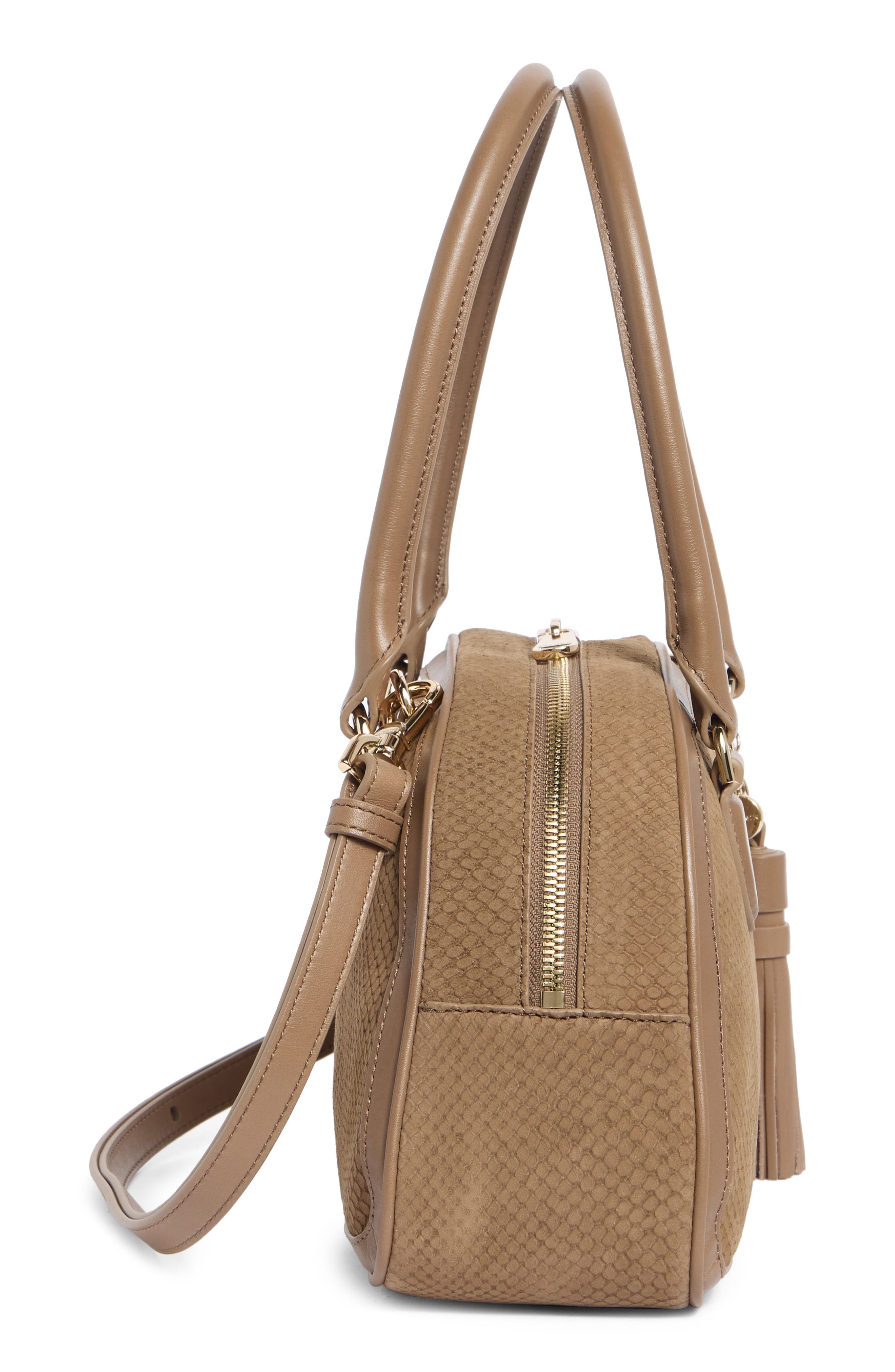 Angie Snakeskin Embossed Leather Satchel, Alternate, color, TAUPE BELCANTO