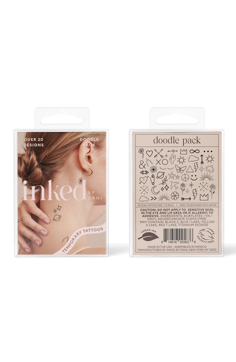 INKED by Dani The Doodle Pack Temporary Tattoos, Alternate, color, Doodle
