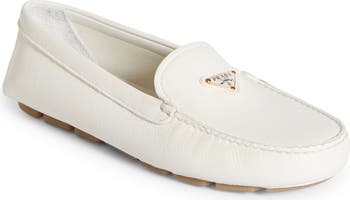 【PRADA】関税込☆Suede driving loafers ホワイト ローファー Prada Triangle Logo Driving Loafer (Women) | Nordstrom