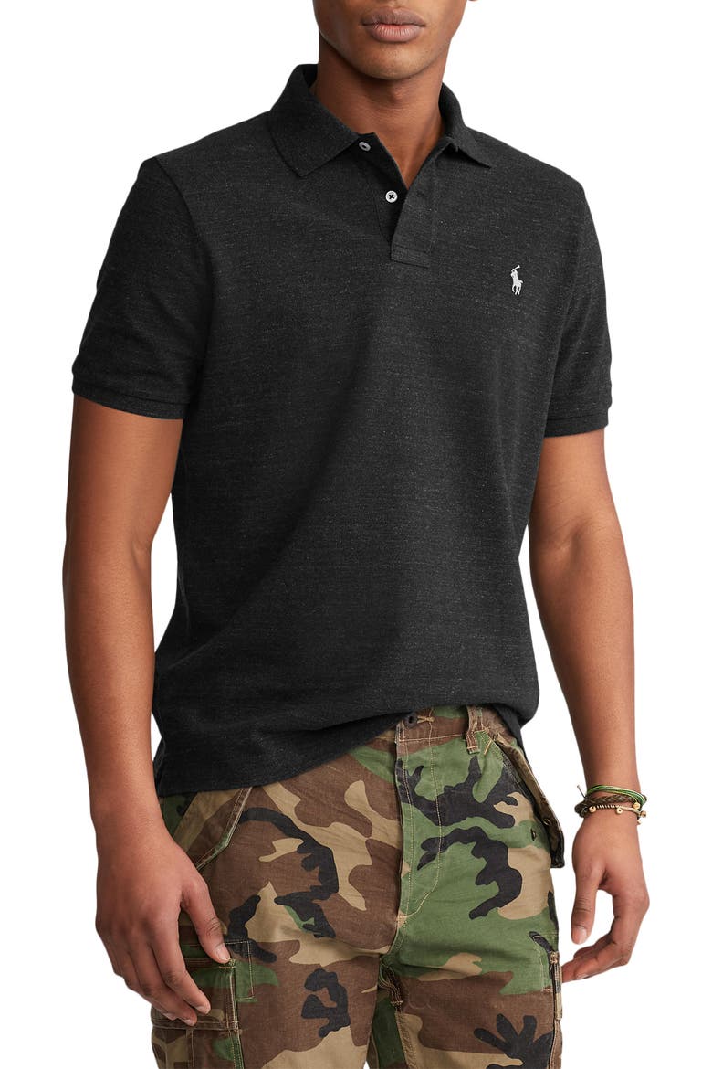 Cotton Polo, Main, color, BLACK MARL HEATHER