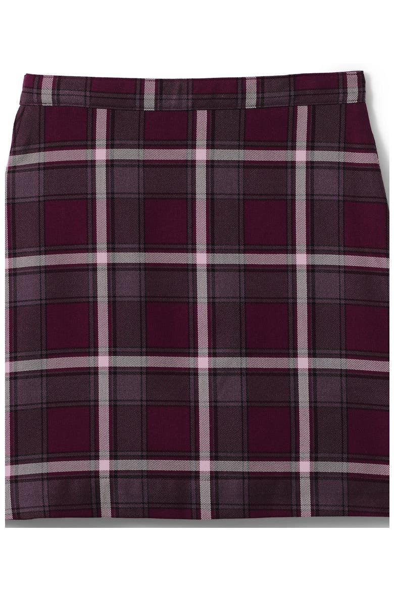 School Uniform Girls Slim Side Pleat Plaid Skort Above Knee, Alternate, color, Burgundy/Gray Plaid