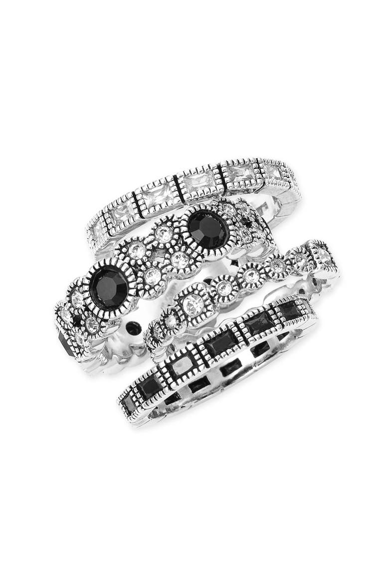 Stacking Rings, Main, color, SILVER/ JET