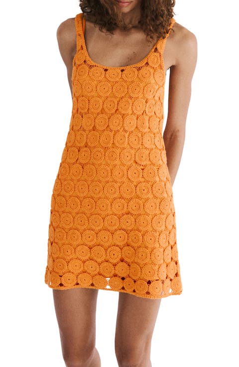 Crochet Cotton Blend Minidress