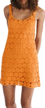 MANGO Crochet Cotton Blend Minidress