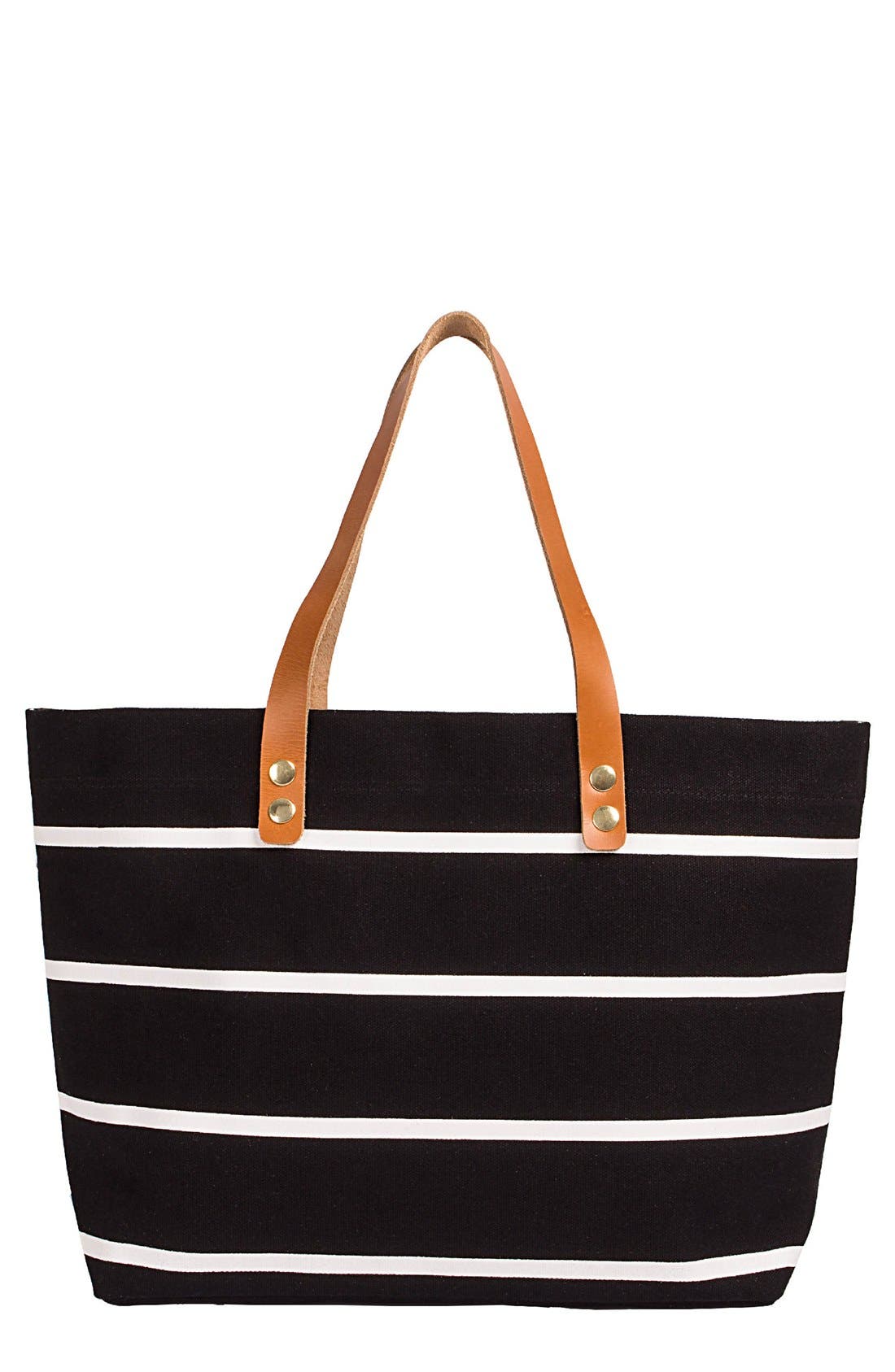 Cathy's Concepts Monogram Stripe Tote, Main, color, 