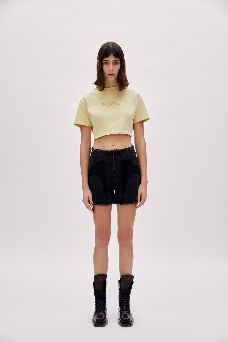 Boomerang Denim Shorts, Alternate, color, Black