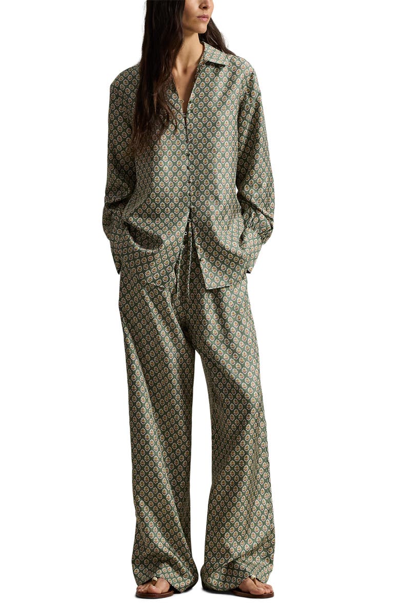 Polo Ralph Lauren Print Silk Shirt, Alternate, color, 2014 Wood Block Spikey Flower