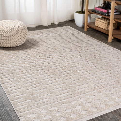 Jonathan Y Xlendi High-low Pile Moroccan Geometric Indoor/outdoor Area Rug In Beige