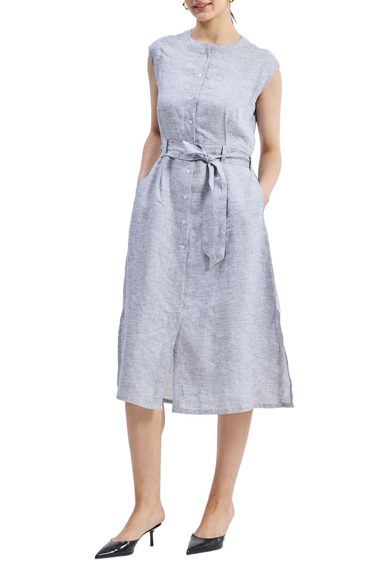 Back Cut Out Linen Dress, Main, color, Pin Striped