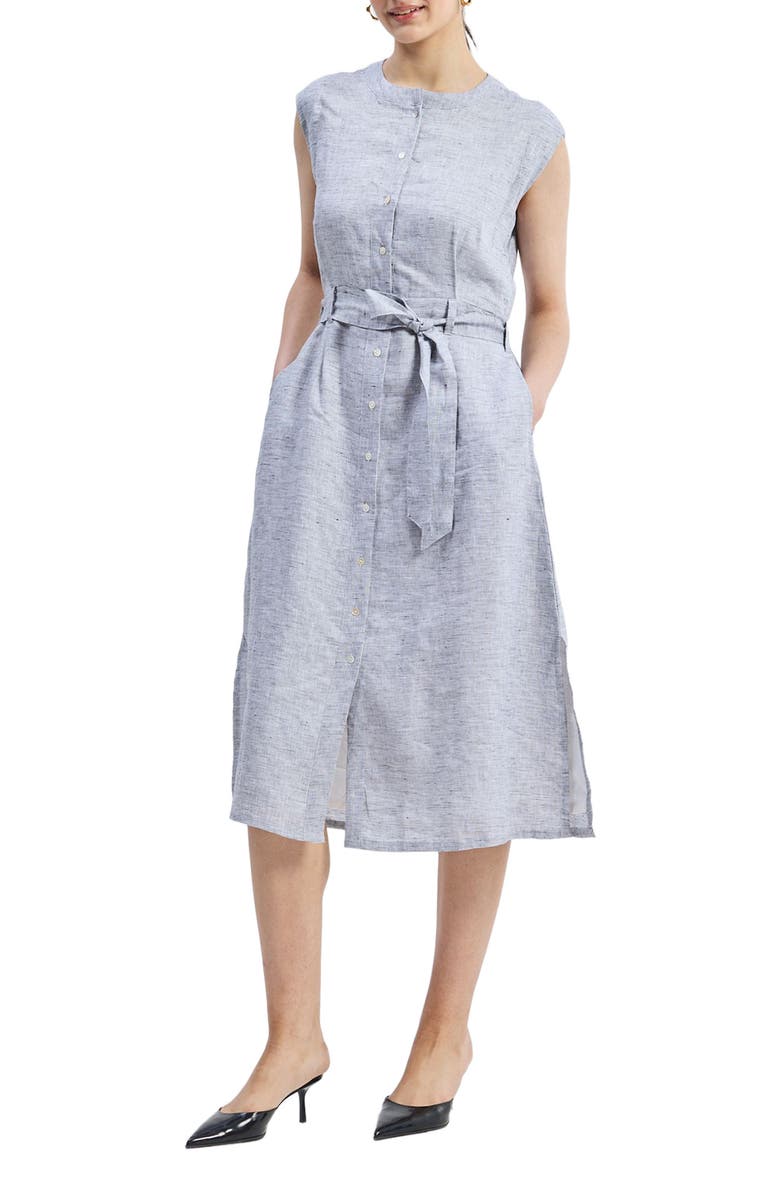 Reistor Back Cut Out Linen Dress, Main, color, Pin Striped