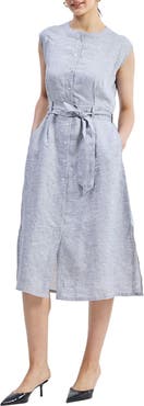 Reistor Back Cut Out Linen Dress