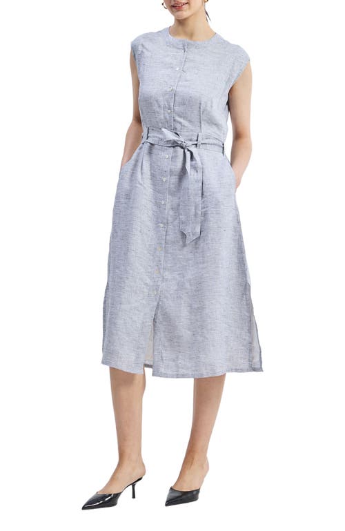 Reistor Back Cut Out Linen Dress in Pin Striped at Nordstrom, Size Large