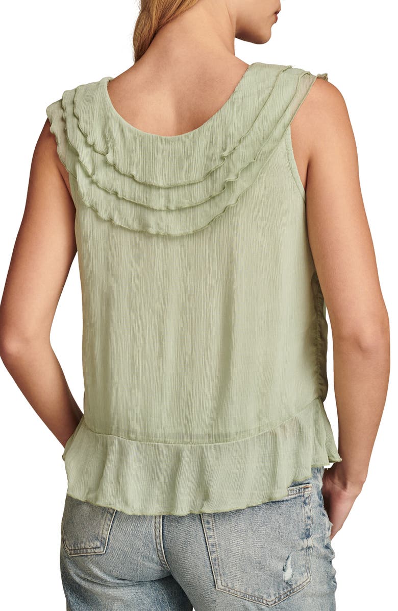 Lucky Brand Triple Ruffle Plissé Tank Top, Alternate, color, 