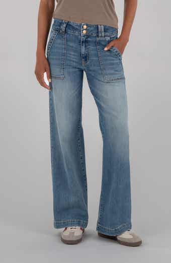 Jodi Mid Rise Wide Leg Utility Jeans
