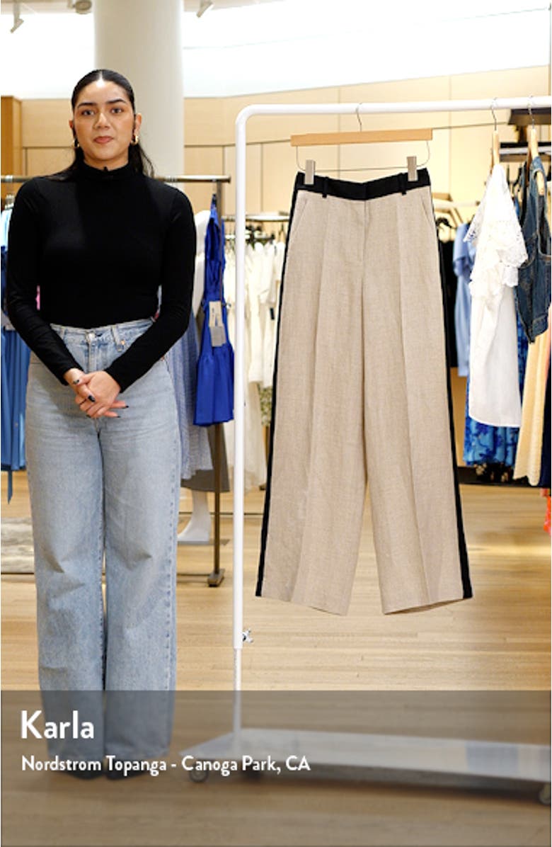 Luella Side Stripe Wide Leg Linen Pants, sales video thumbnail