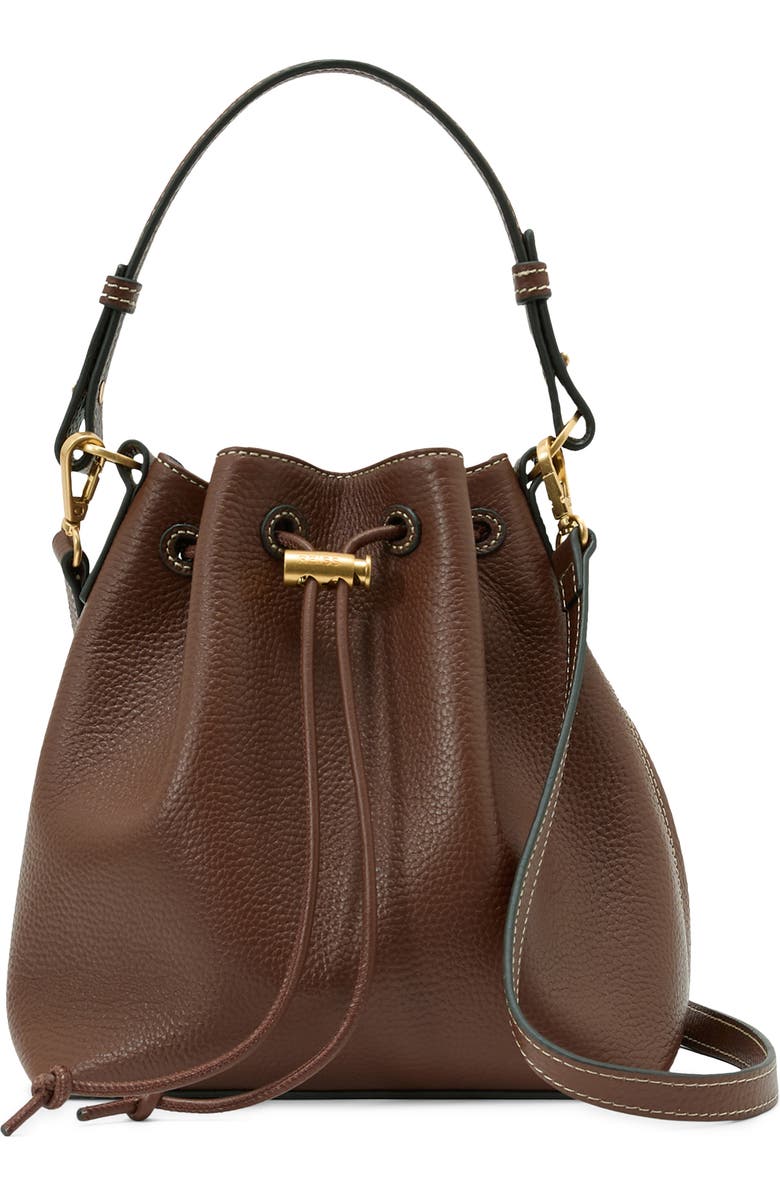 Reiss Esther Leather Bucket Bag, Main, color, Tan