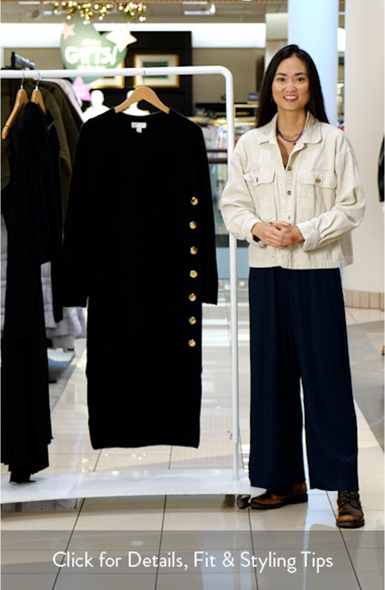 Side Button Long Sleeve Sweater Dress, sales video thumbnail