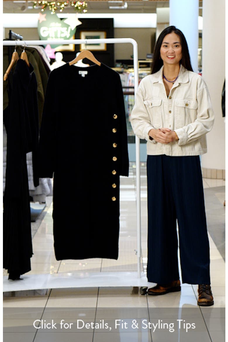 Side Button Long Sleeve Sweater Dress video