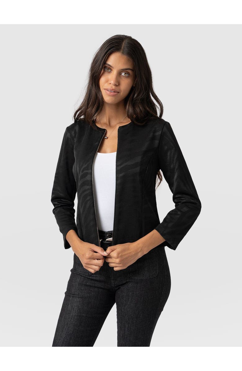 Saint + Sofia Florence Jacket, Alternate, color, Black Zebra