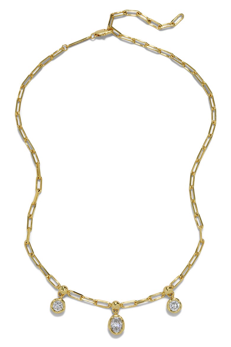 Asterales Petite Triple Cubic Zirconia Drop Necklace, Alternate, color, STONES