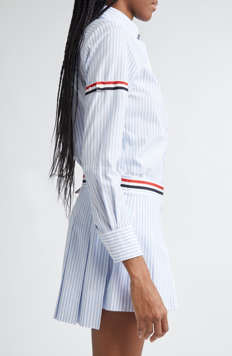 Thom Browne Classic Stripe Cotton Poplin Button-Down Shirt, Alternate, color, Light Blue