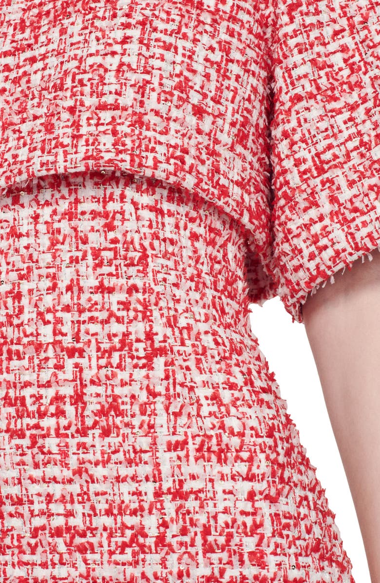 SANDRO Overlay Metallic Tweed Sheath Dress, Alternate, color, Rouge