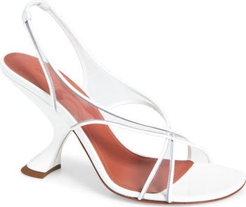 サンダル・ミュール Amina Muaddi Lena Sandals In Patent Leather And Pvc Lena 90 PVC and patent leather sandals in black - Amina