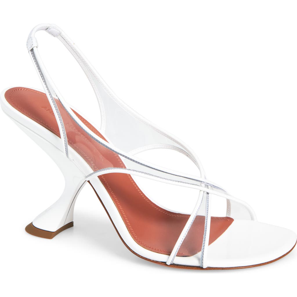 Amina Muaddi Lena Slingback Sandal in Patent White/Transparent  product