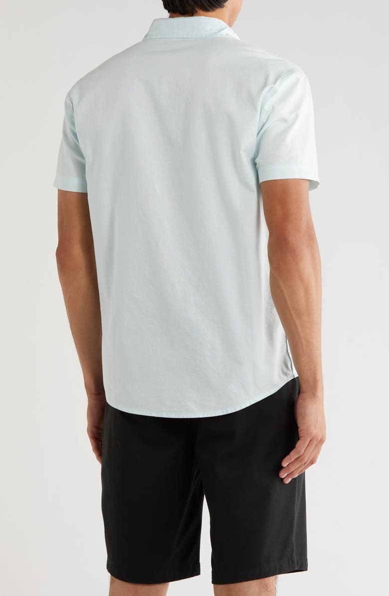 RVCA Douglas Solid Short Sleeve Cotton Button-Up Shirt, Alternate, color, Ice
