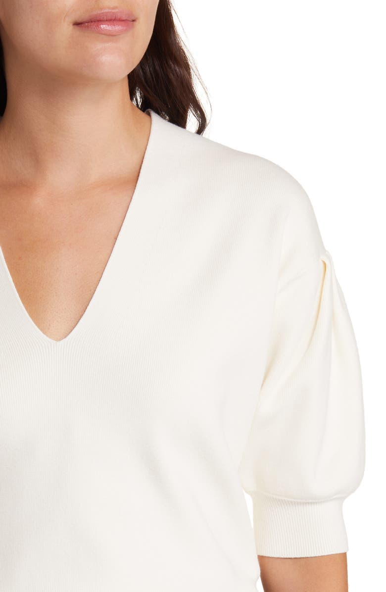 BOSS Flotinara Puff Sleeve V-Neck Sweater, Alternate, color, 