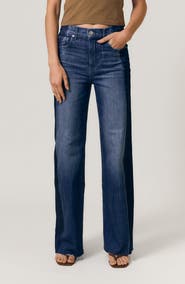 LE JEAN Raw Hem High Waist Wide Leg Column Jeans