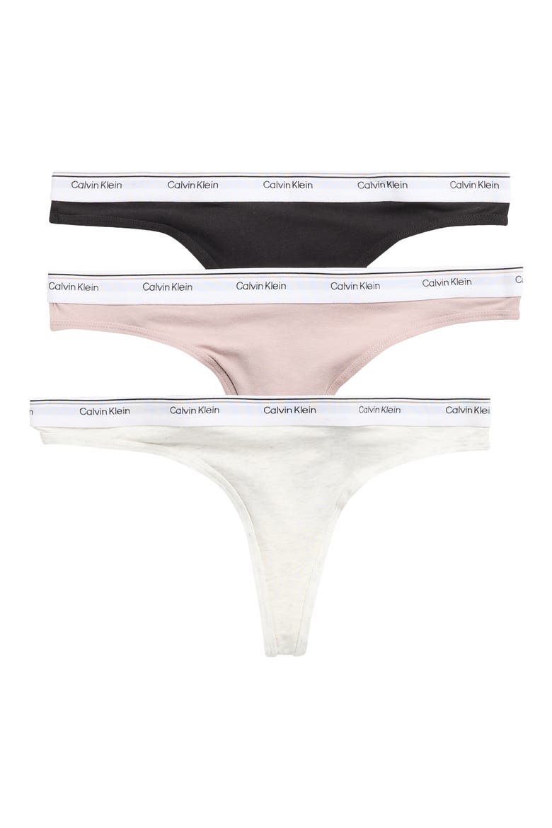 Balance 3-Pack Thongs, Main, color, BLACK/ SNOW HEATHER/ PINK